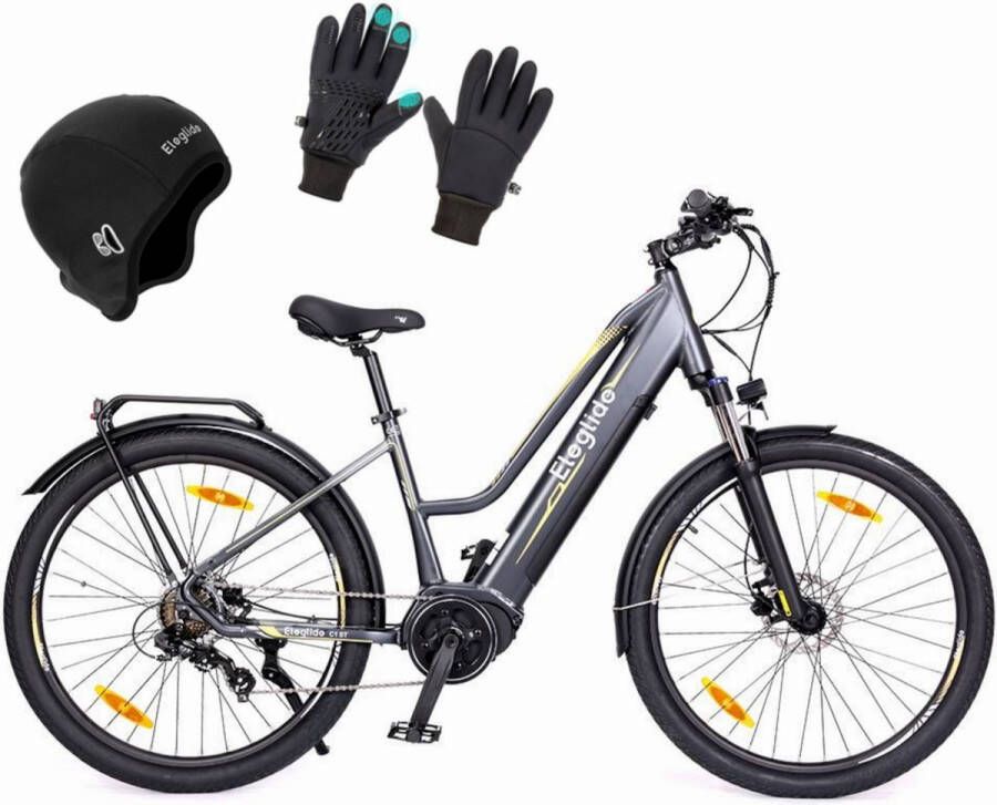 Eleglide C1 ST 27 5 inch Trekkingfiets met 250W Ananda Mid-Drive motor 14 5Ah accu max 150km actieradius hydraulische vering en hydraulische schijfremmen Shimano 7 versnellingen Zwart