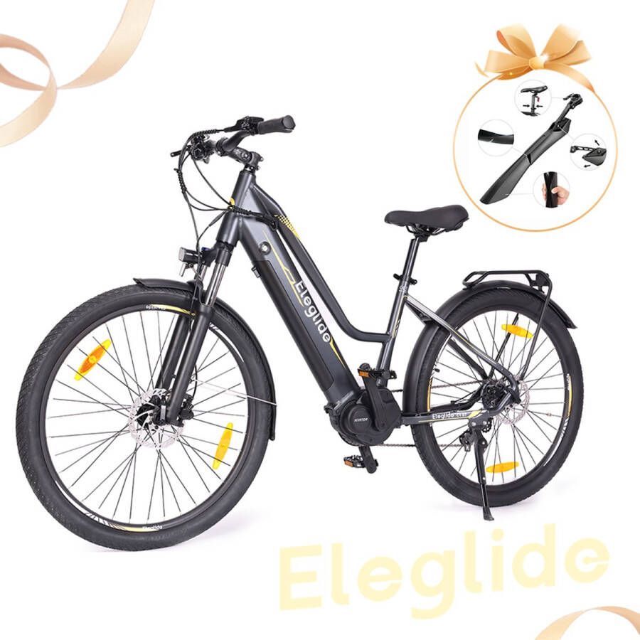 Eleglide C1 ST 27 5 inch Trekkingfiets met 250W Ananda Mid-Drive motor 14 5Ah accu max 150km actieradius hydraulische vering en hydraulische schijfremmen Shimano 7 versnellingen Zwart