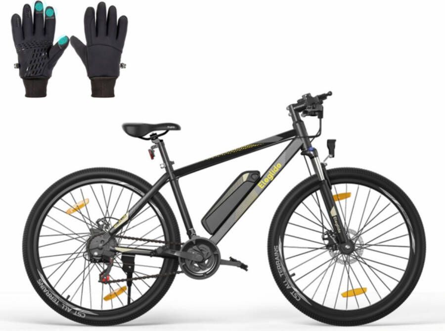 Eleglide M1 Plus 29 inch Elektrische Fiets 36V 12.5Ah Batterij 250W Motor 25km h Max Snelheid Shi o 21 versnellingen 100KM Max Bereik Dubbele Schijfrem Gezellig Schuim Zadel MTB Bromfiets Smart APP Zwart