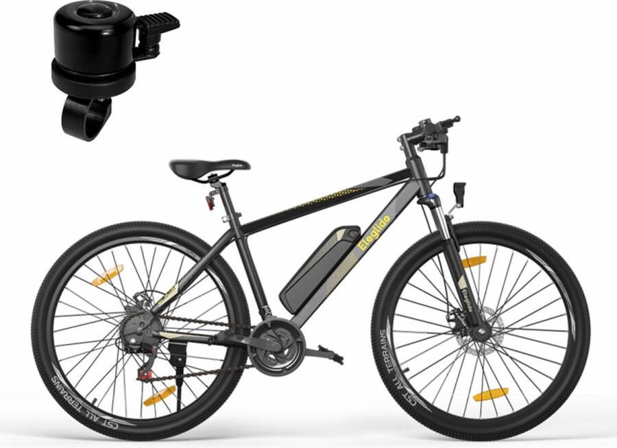 Eleglide M1 Plus 29 inch Elektrische Fiets 36V 12.5Ah Batterij 250W Motor 25km h Max Snelheid Shimano 21 versnellingen 100KM Max Bereik Dubbele Schijfremmen Gezellig Schuim Zadel MTB Bromfiets Smart APP Zwart