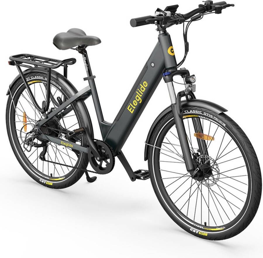 Eleglide T1 Step-Thru elektrische trekkingfiets 27 5 Inch CST-banden 36V 13Ah accu 250W borstelloze motor 25Km h Shimano 7 versnellingen 100km maximaal bereik IPX4 waterdicht 120kg maximale belasting Dubbele schijfremmen Grijs