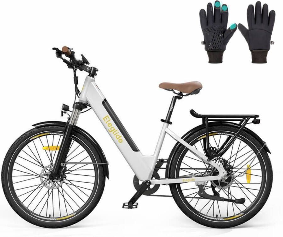 Eleglide T1 Step-Thru elektrische trekkingfiets 27 5 Inch CST-banden 36V 13Ah accu 250W borstelloze motor 25Km h Shi o 7 versnellingen 100km maximaal bereik IPX4 waterdicht 120kg maximale belasting Dubbele schijfrem Wit