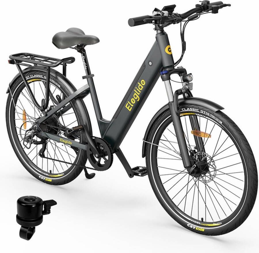 Eleglide T1 Step-Thru elektrische trekkingfiets 27 5 Inch CST-banden 36V 13Ah accu 250W borstelloze motor 25Km h Shi o 7 versnellingen 100km maximaal bereik IPX4 waterdicht 120kg maximale belasting Dubbele schijfrem Grijs