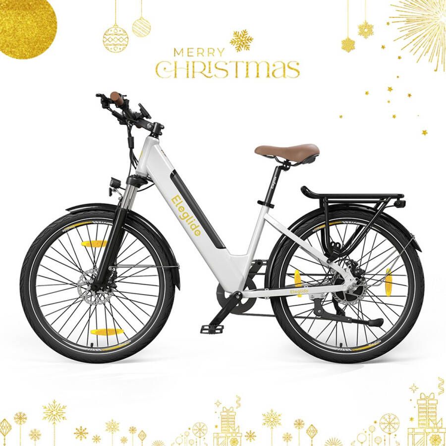 Eleglide T1 Step-Thru elektrische trekkingfiets 27 5 Inch CST-banden 36V 13Ah accu 250W borstelloze motor 25Km h Shimano 7 versnellingen 100km maximaal bereik IPX4 waterdicht 120kg maximale belasting Dubbele schijfremmen Wit