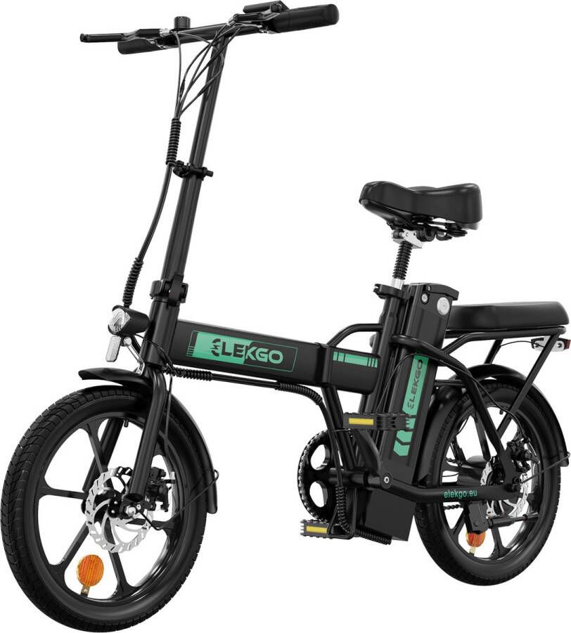 ELEKGO EG5 Elektrische Fiets E-Bike Opvouwbaar 16 Inch -Met schokabsorptie zwart