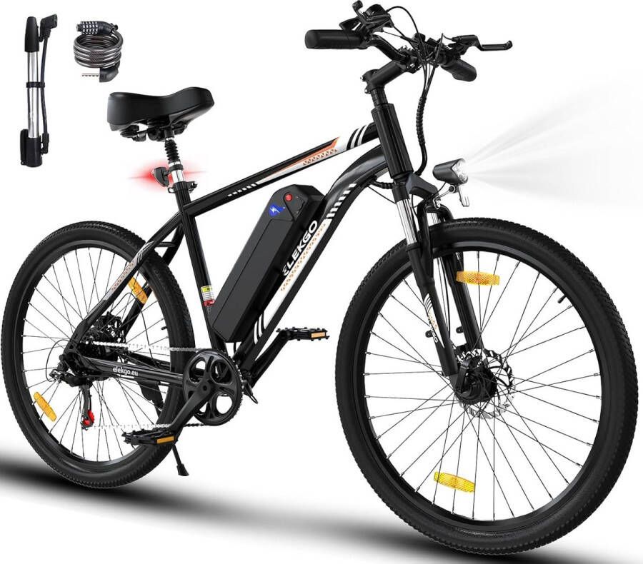 ELEKGO Elektrische Fiets EG15 26 Inch City Commuter EBike met Afneembare 36V 12Ah Lithium Batterij Mountain E-Bike met 250W Motor 7 Versnellingen IP54 Waterdicht