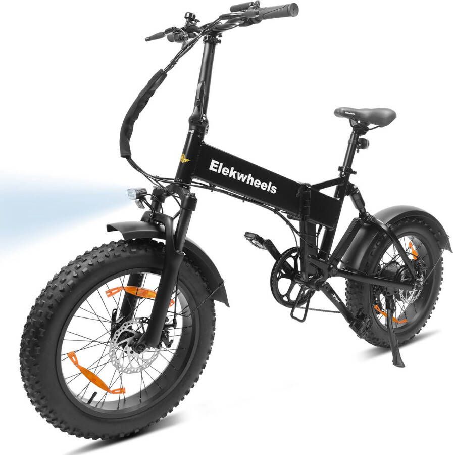 Elekwheels E5 Elektrische Fiets Elektrische Vouwfiets 80 km Actieradius 418Wh Verwijderbare Accu 20 x 4.0 inch banden Krachtige 250W Motor Mechanische Schijfrem Ideaal voor Stad & Offroad Zwart