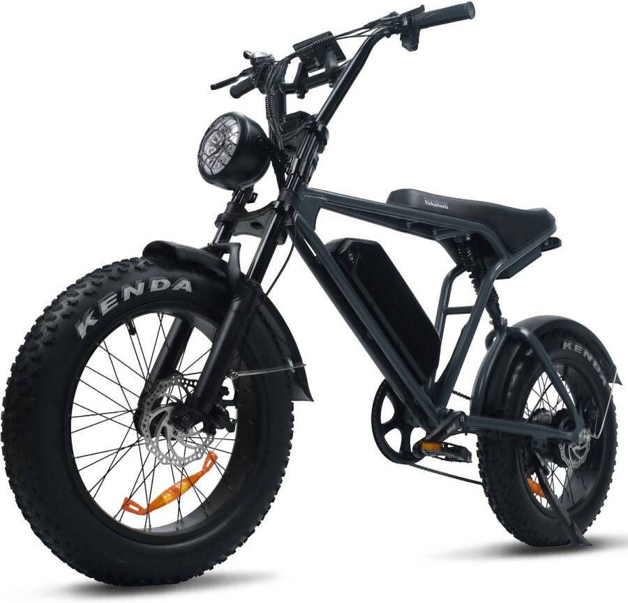 Elekwheels Elektrische Fiets E6 100 km Actieradius 720Wh (48V 15Ah) Verwijderbare Accu 20x4.0 banden Fatbike E-Bike voor Stad & Terrein 7 Versnellingen Shi o Mechanische Schijfrem LED Verlichting IPX4 Waterdicht Zwart