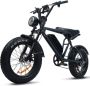 Elekwheels Elektrische Fiets E6 100 km Actieradius 720Wh (48V 15Ah) Verwijderbare Accu 20x4.0 banden Fatbike E-Bike voor Stad & Terrein 7 Versnellingen Shi o Mechanische Schijfrem LED Verlichting IPX4 Waterdicht Zwart - Thumbnail 1