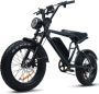 Elekwheels Elektrische Fiets E6 100 km Actieradius 720Wh (48V 15Ah) Verwijderbare Accu 20x4.0 banden Fatbike E-Bike voor Stad & Terrein 7 Versnellingen Shi o Mechanische Schijfrem LED Verlichting IPX4 Waterdicht Zwart - Thumbnail 2