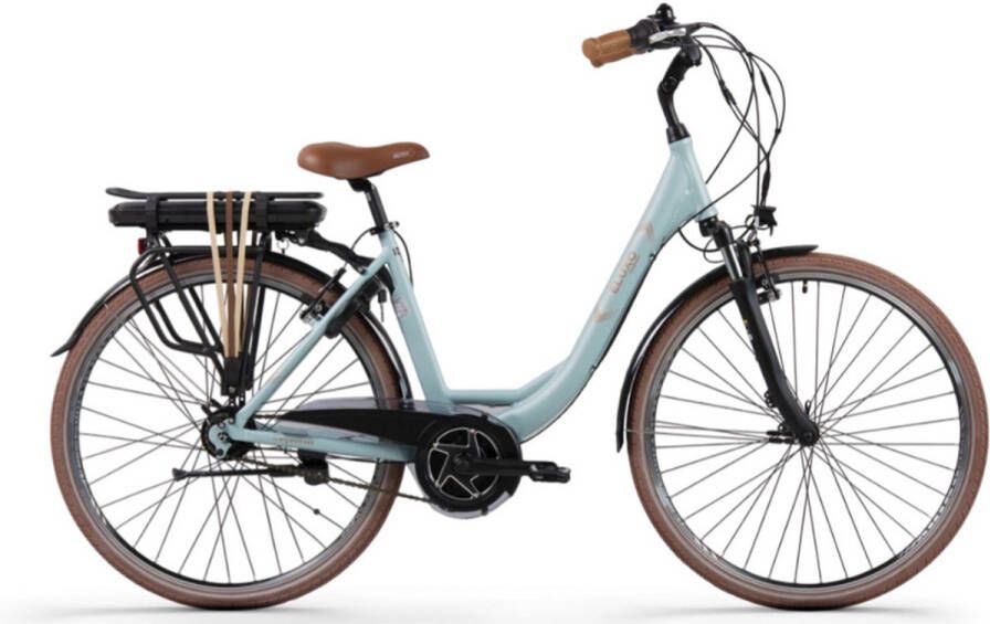 Eluxo E-Voltage City N8 Elektrische Fiets – E-bike – Rijklaar Geleverd Lage Instap Framemaat 49 Uitneembare Accu 28 Inch 250W Bewo Middenmotor 120 km Actieradius Sea Blue Matt