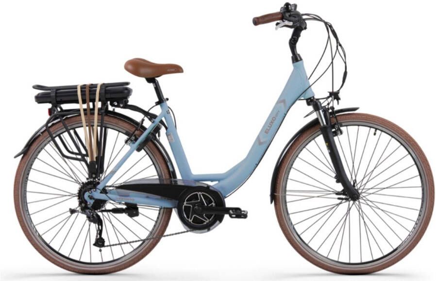 Eluxo E-Voltage D9 Elektrische Fiets – E-bike – Rijklaar Geleverd Lage Instap Framemaat 49 Uitneembare Accu 28 Inch 250W Bewo Middenmotor 120 km Actieradius Pastel Blue Matt