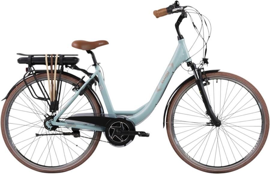 Eluxo E-Voltage City N8 Elektrische Fiets Zeeblauw 28 inch Accu 468Wh 250W Bewo Middenmotor Shi o Revoshifter 8 Versnellingen V-Brake Rem