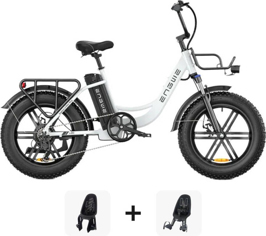 Engwe Black Friday Family Deal! L20 Wit + Kinderzitjes 250W Elektrische Fatbike