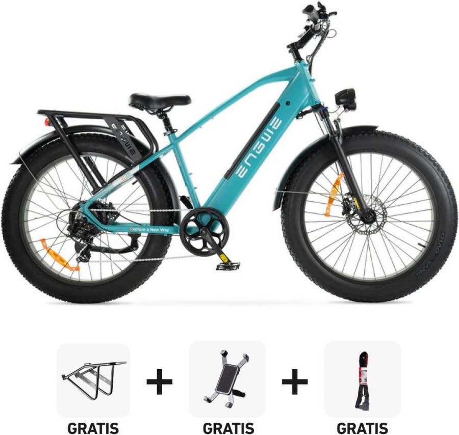 Fatbikeskopen.nl Combi-Deal! ENGWE E26 – Hoge Instap Elektrische Fatbike E-Bike – Nieuw Model – Blauw – 250W Motor – Max 25 km u – 7 Versnellingen – Hydraulische Rem