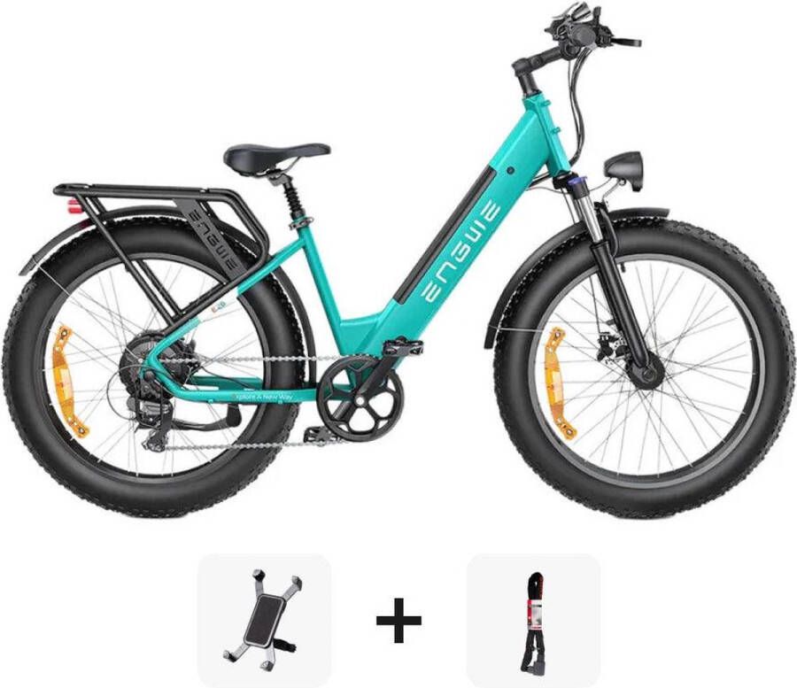 Fatbikeskopen.nl Combi-Deal! ENGWE E26 – Lage Instap Elektrische Fatbike E-Bike – Nieuw Model – Blauw – 250W Motor – Max 25 km u – 7 Versnellingen – Hydraulische Rem