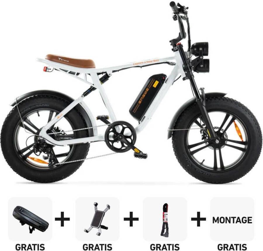 Engwe Black Friday Super Deal! M20 Wit + Opbergtasje + Kettingslot + telefoonhouder + Montage 250W Elektrische Fatbike