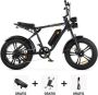 Engwe Combi-Deal! M20 – Elektrische Fatbike E-Bike – Nieuw Model – Zwart – 250W Motor – Max 25 km u – 7 Versnellingen – - Thumbnail 2