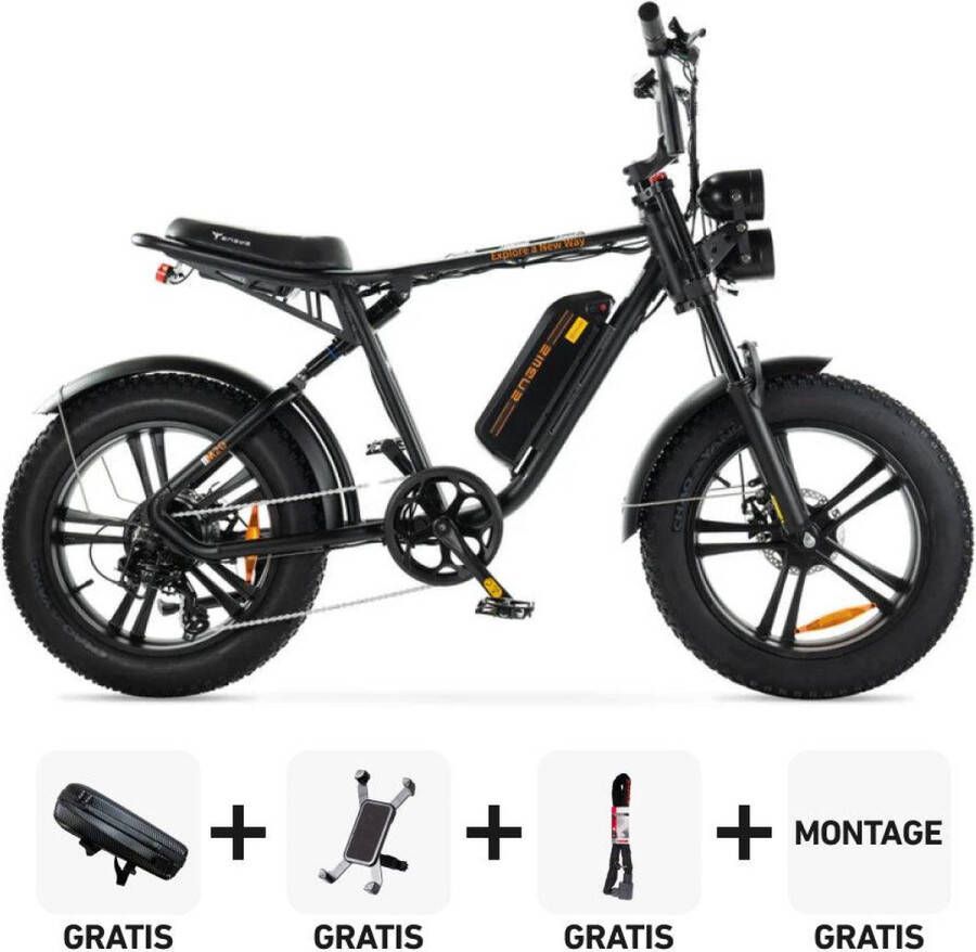 Engwe Combi-Deal! M20 – Elektrische Fatbike E-Bike – Nieuw Model – Zwart – 250W Motor – Max 25 km u – 7 Versnellingen –