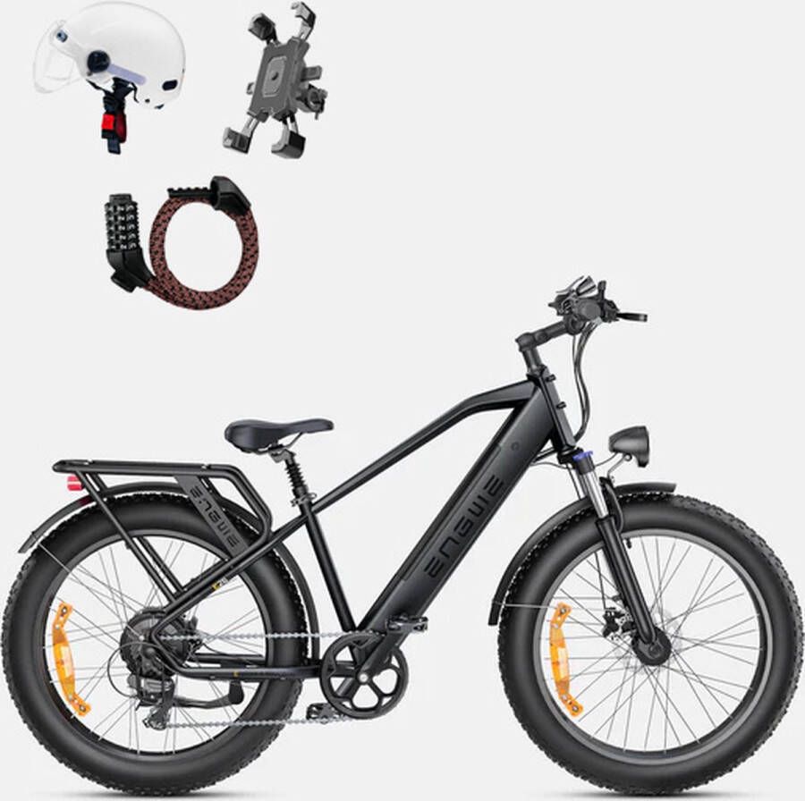 Engwe E26 Elektrische fiets 48V 16AH accu 250W motor Mountainbike Shi o 7-versnellingen 140 km max. bereik—zwart—Gratis geschenken voor een beperkte tijd: helm + houder voor mobiele telefoon + combinatieslot