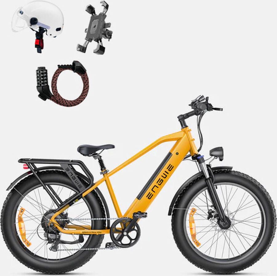 Engwe E26 Elektrische fiets 48V 16AH accu 250W motor Mountainbike Shimano 7-versnellingen 140 km max. bereik-geel——Gratis geschenken voor een beperkte tijd: helm + houder voor mobiele telefoon + combinatieslot