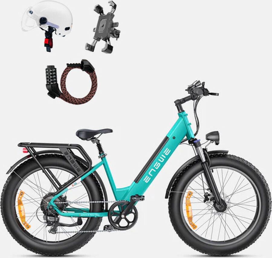 Engwe E26 Step-thru elektrische fiets 48V 16AH accu 250W motor Mountainbike Shi o 7 versnellingen 140km Max bereik 25km h Max snelheid 26 * 4 0 inch dikke band 150kg belasting Hydraulische schijfrem Gem Blue