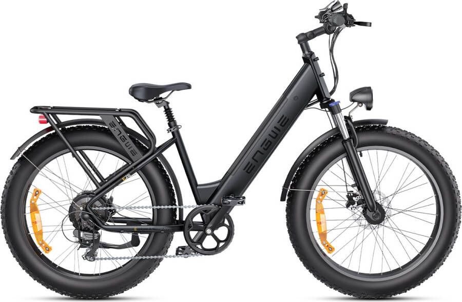 Engwe E26 ST Elektrische fiets Actieradius 140km Verwijderbare batterij 48V16Ah Motor 250W Shi o 7 versnellingen met voorvering VTC Fatbike Zwart
