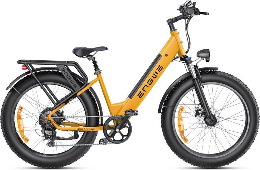 Engwe E26 ST Elektrische fiets Actieradius 140km Verwijderbare batterij 48V16Ah Motor 250W Shi o 7 versnellingen met voorvering VTC Fatbike Geel