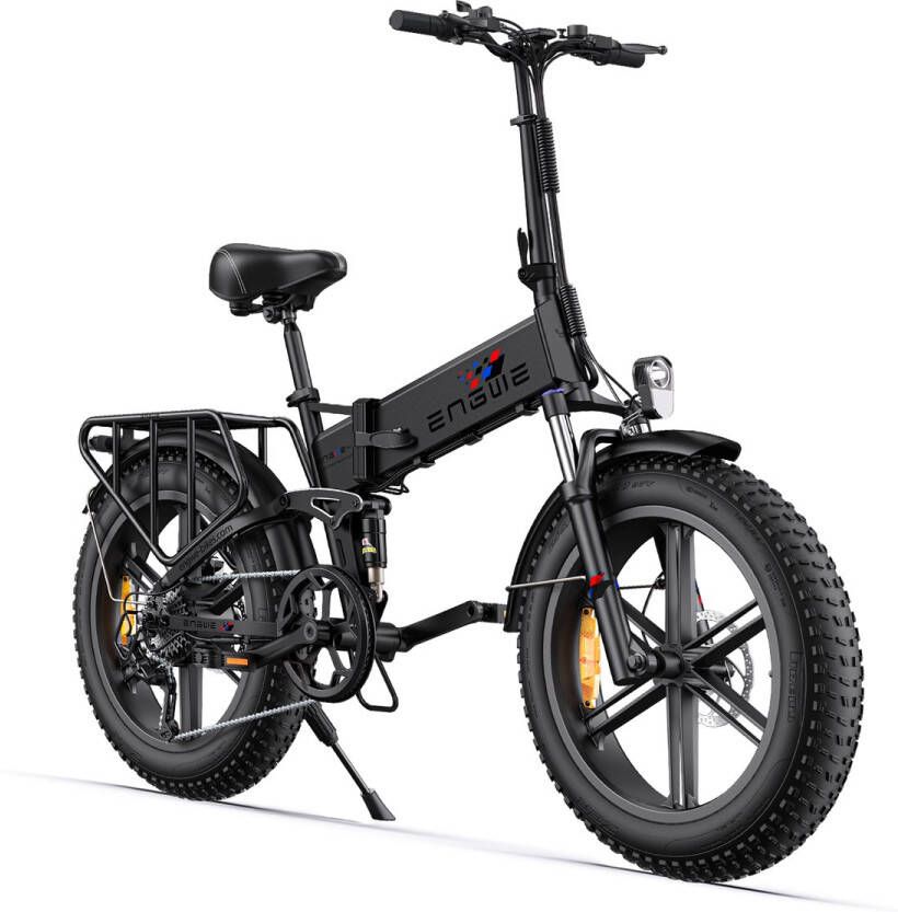 Engwe ENGINE X Elektrische fiets Actieradius 100km Verwijderbare batterij 48V13Ah Motor 250W 7-versnellingsbak Volledige vering Mechanische Schijfrem 20 Inch opvouwbare City Commuter E-Bike Zwart