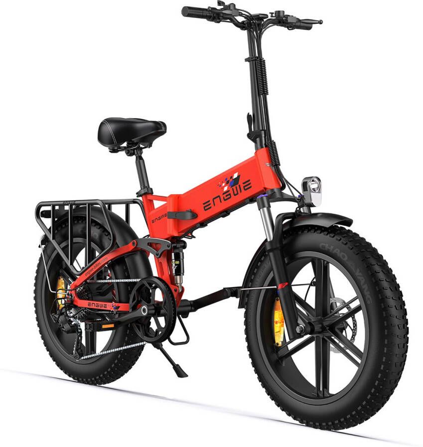 Engwe Engine X 250W Motor Opvouwbare Ebike Fat Tire Elektrische fiets 13Ah Batterij 25 km u Max. Snelheid 100 km Bereik Rood——Gratis geschenk voor een beperkte tijd: stuurtas + houder voor mobiele telefoon + combinatieslot
