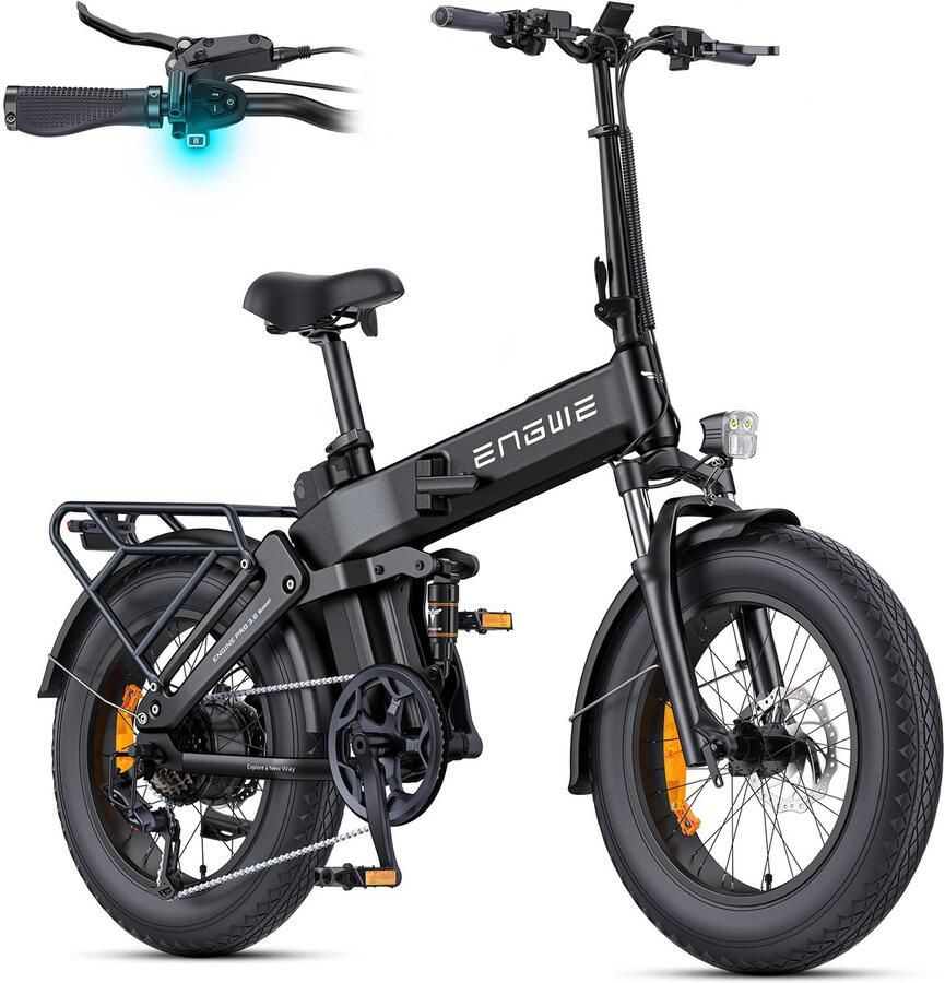 Engwe Engine Pro 3.0 BOOST Elektrische fiets Actieradius 130km Verwijderbare batterij 48V15Ah 250W Motor Volledige vering Shi o 7 Versnellingen 20 Inch opvouwbare City Commuter E-Bike Hydraulische olierem VTT Fatbike Zwart