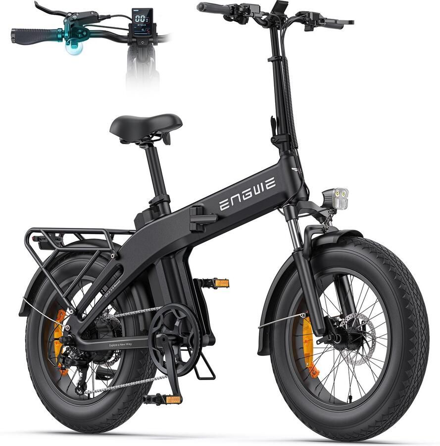 Engwe EP-2 3.0 BOOST Elektrische fiets Actieradius 120km Verwijderbare batterij 48V13.5Ah 250W Motor Shi o 7 Versnellingen 20 Inch opvouwbare City Commuter E-Bike Hydraulische schijfrem VTC Fatbike zwart