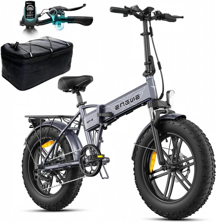 Engwe EP-2 BOOST Elektrische fiets Actieradius 100km Verwijderbare batterij 48V13Ah 250W Motor Shi o 7 Versnellingen 20 Inch opvouwbare City Commuter E-Bike Mechanische Schijfrem VTC Fatbike Grijs