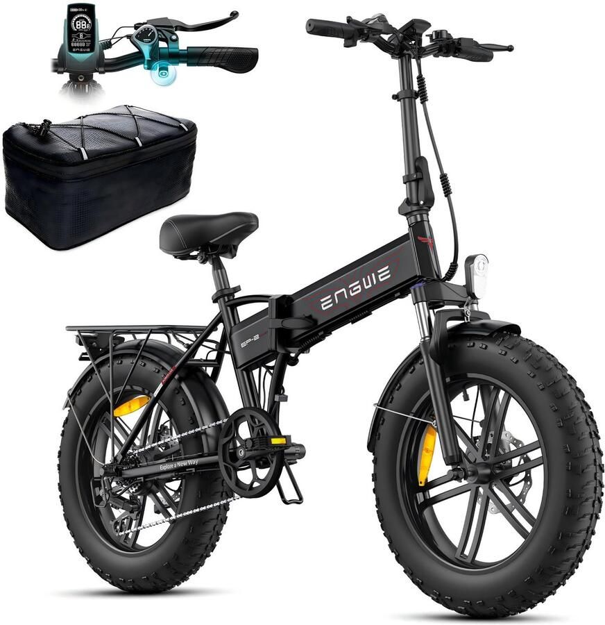 Engwe EP-2 BOOST Elektrische fiets Actieradius 100km Verwijderbare batterij 48V13Ah 250W Motor Shi o 7 Versnellingen 20 Inch opvouwbare City Commuter E-Bike Mechanische Schijfrem VTC Fatbike Zwart