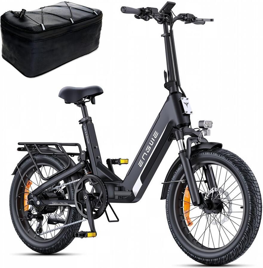 Engwe L20 3.0 Boost Elektrische fiets Actieradius 135km Verwijderbare batterij 48V13.5Ah Motor 250W Shi o 7 versnellingen Hydraulische schijfrem 20 Inch Commuter E-Bike Fatbike Zwart - Foto 1