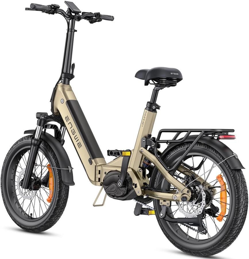 Engwe L20 3.0 Pro Elektrische Fiets – 160 km Actieradius – 48V 15Ah Verwijderbare Batterij – 8A Snelladen (2u) – 100 Nm Koppel – Compacte Full Suspension – App Connect – Shi o 7 Versnellingen – Hydraulische Schijfrem – Goud