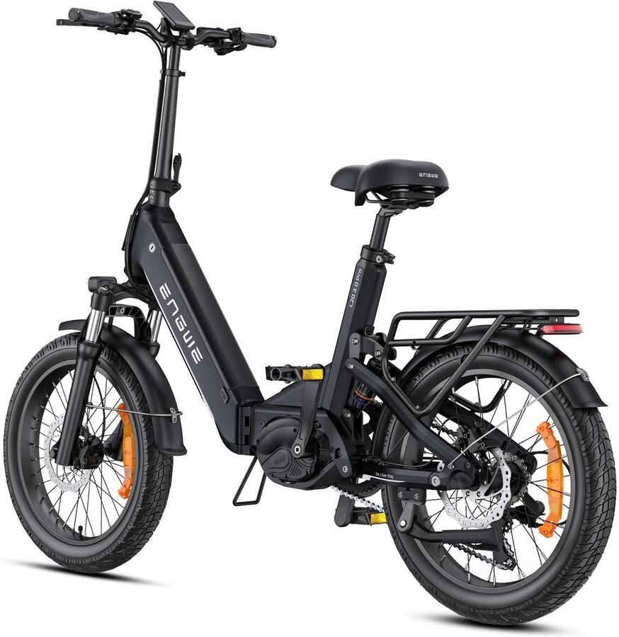 Engwe L20 3.0 Pro Elektrische fiets Actieradius 150km Verwijderbare batterij 48V15Ah Motor 250W Shi o 7 versnellingen Hydraulische schijfrem 20 Inch Commuter E-Bike Fatbike Zwart