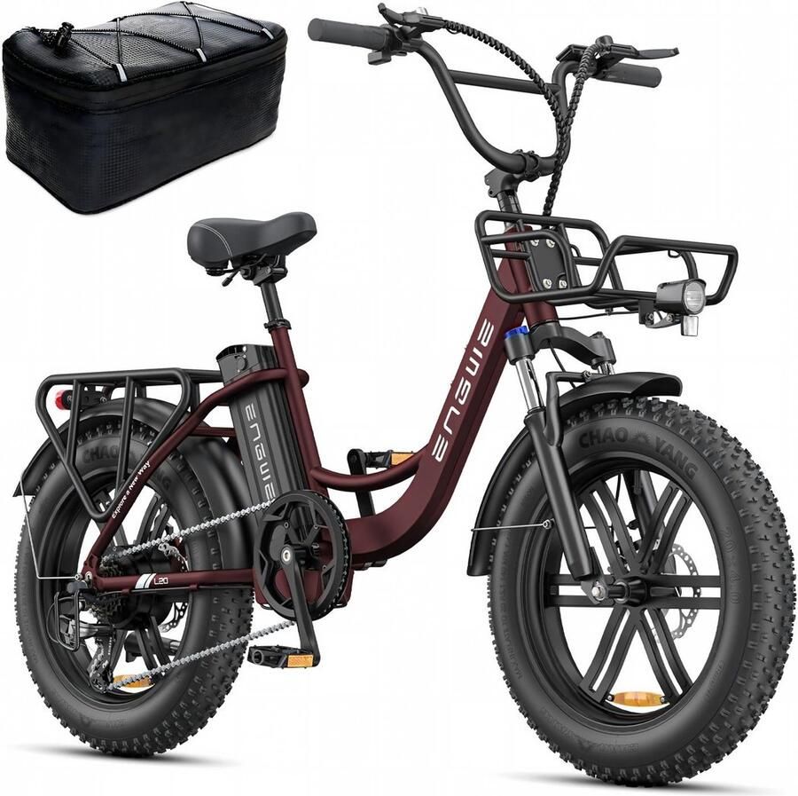 Engwe L20 Boost Elektrische fiets Actieradius 120km Verwijderbare batterij 48V13Ah Motor 250W Shi o 7 versnellingen Met voor schokdemper Mechanische Schijfrem 20 Inch Commuter E-Bike Fatbike -Rood