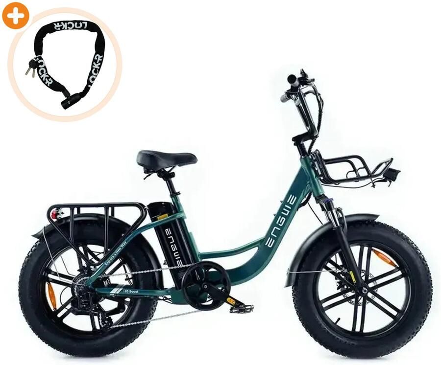 Engwe L20 Elektrische Fatbike E-bike 20 Inch 250W Motor 7 Versnellingen 140 km Actieradius Mechanische Schijfrem Groen