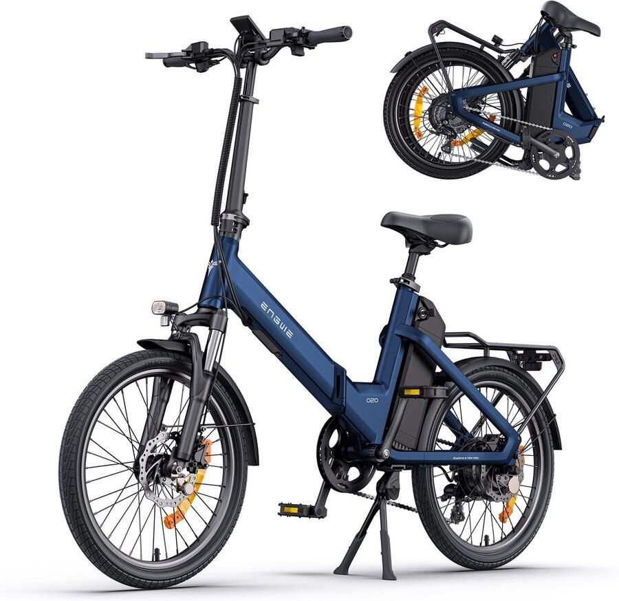 Engwe O20 E-bike Licht 26kg Tot 140km Bereik Krachtige Boost-modus Hydraulische Rem Inclusief 4A Lader Vouwbare Elektrische Fiets voor Woon-Werkverkeer Blauw