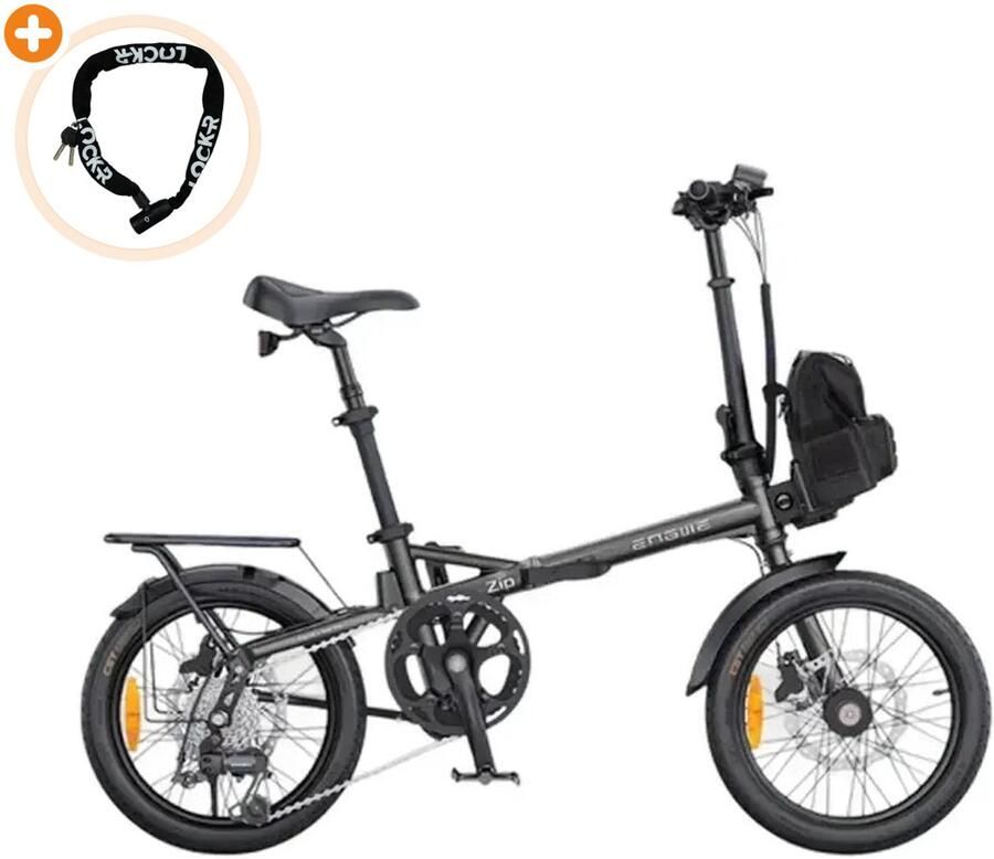 Engwe Zip Elektrische Vouwfiets 16 inch 250W motor Actieradius tot 120 km 7 versnellingen Hydraulische schijfrem 360Wh accu Grijs