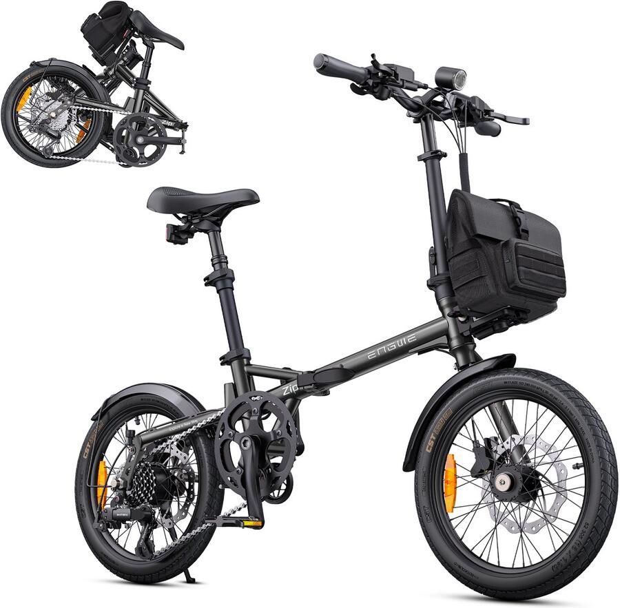Engwe ZIP Opvouwbare Elektrische Fiets 16 Inch – 250W Motor – 36V 10Ah Uitneembare Batterij – 25 km u – Powerbank Functie – Inclusief Fietstas – Compacte Stads E-Bike Zwart
