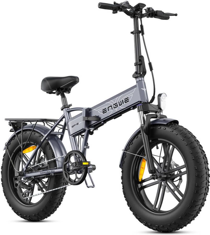 Engwe EP-2 BOOST Elektrische fiets Actieradius 100km Verwijderbare batterij 48V13Ah 250W Motor Shi o 7 Versnellingen 20 Inch opvouwbare City Commuter E-Bike Mechanische Schijfrem VTC Fatbike Grijs