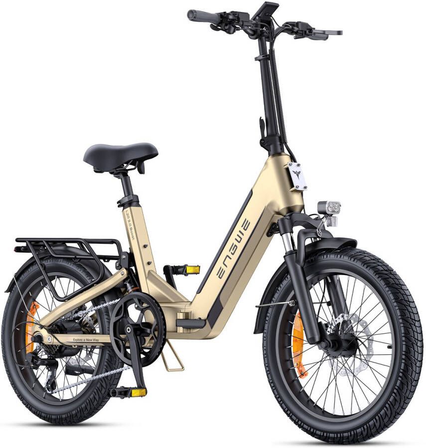 Engwe L20 3.0 Boost elektrische fiets 250 W motor 48 V 13 5 Ah batterij 20 * 3 0 inch band 135 km maximaal bereik hydraulische rem volledige vering koppelsensor Shi o 7 versnellingen Goud - Foto 2