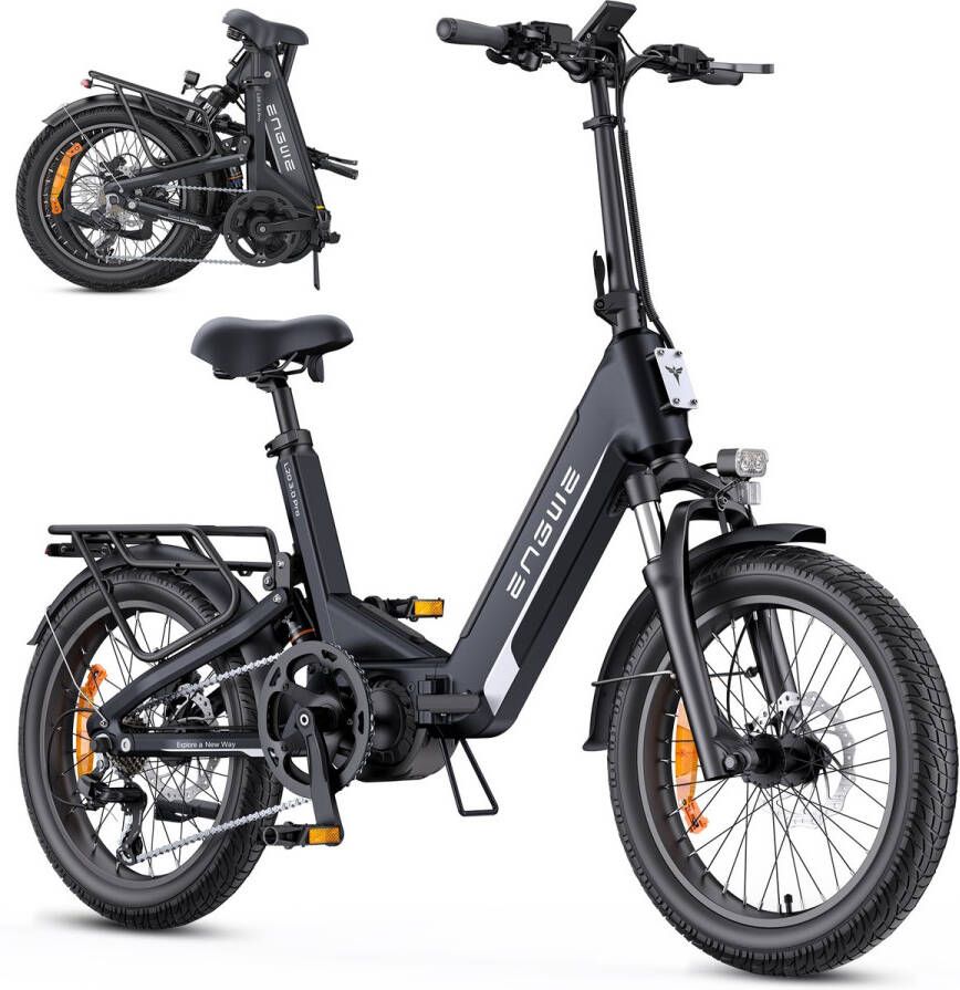 Engwe L20 3.0 Pro Elektrische fiets Actieradius 150km Verwijderbare batterij 48V15Ah Motor 250W Shi o 7 versnellingen Hydraulische schijfrem 20 Inch Commuter E-Bike Fatbike Zwart
