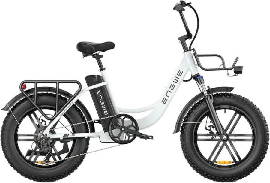 Engwe L20 Elektrische Fatbike E-bike 20 Inch 250W Motor 7 Versnellingen 140 km Actieradius Mechanische Schijfrem Wit