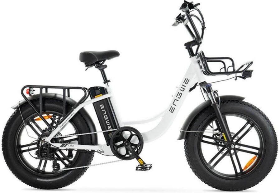 Engwe L20 Elektrische Fatbike E-bike 20 Inch 250W Motor 7 Versnellingen 140 km Actieradius Mechanische Schijfrem Wit
