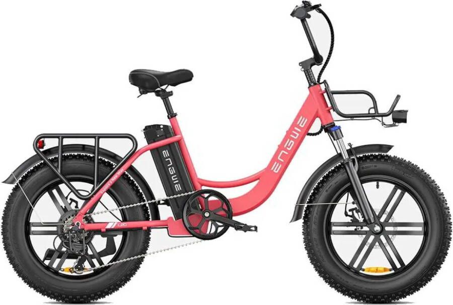 Engwe L20 Elektrische Fatbike E-bike 20 Inch 250W Motor 7 Versnellingen 140 km Actieradius Mechanische Schijfremmen Roze