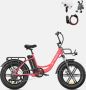 Engwe L20 Elektrische Fiets 20*4.0 inch Mountain Band 250W Motor 25km h Max Snelheid 48V 13Ah Batterij 140km Kilometerstand Rood-Gratis geschenken voor een beperkte tijd: helm + houder voor mobiele telefoon + combinatieslot - Thumbnail 1