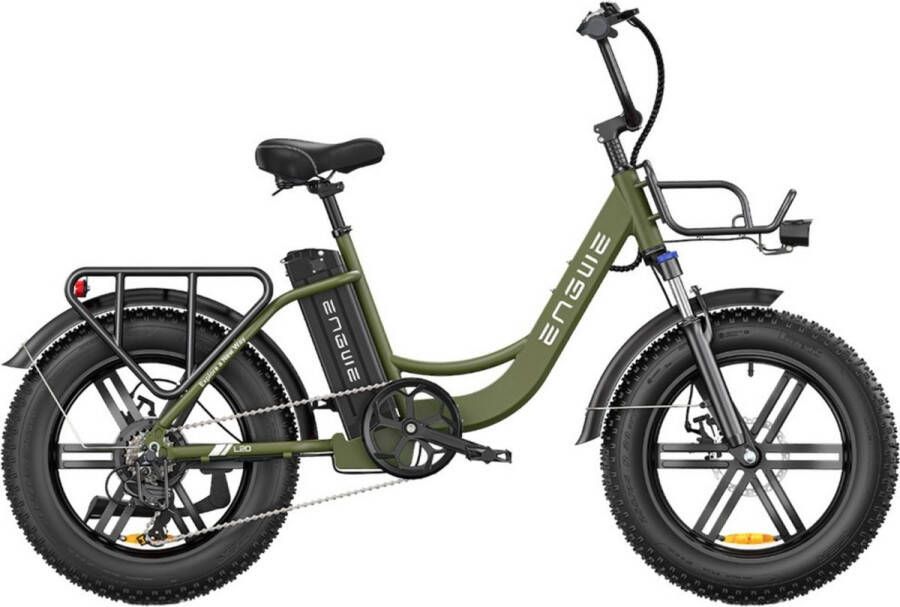 Engwe L20 Elektrische Fiets 20*4.0 inch Mountain Band 250W Motor 25km h Max Snelheid 48V 13Ah Batterij 140km Kilometerstand Groen-Gratis geschenken voor een beperkte tijd: helm + houder voor mobiele telefoon + combinatieslot